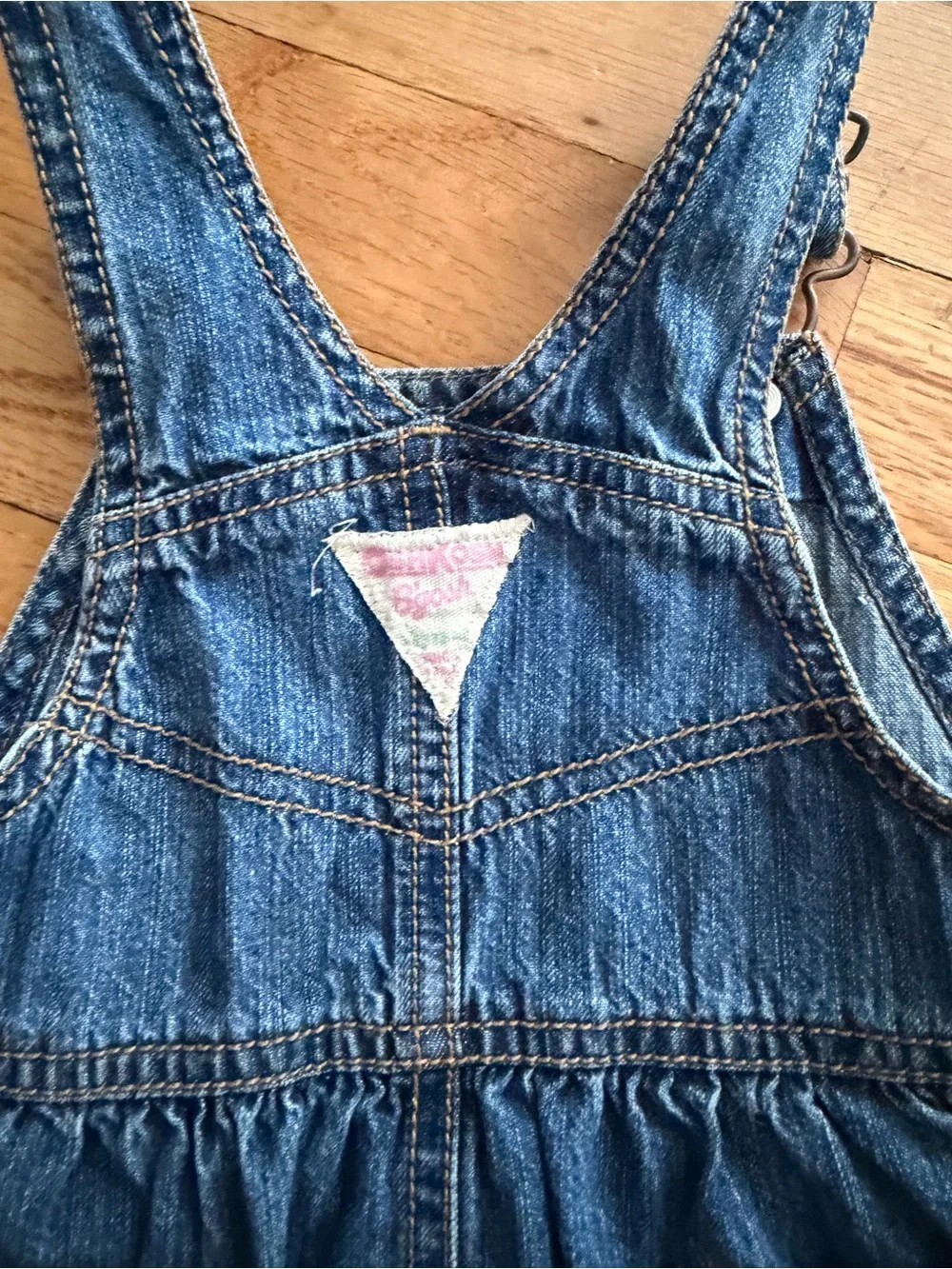 Vintage Denim Embroidered Butterfly Overall Dress for Kids - Blue